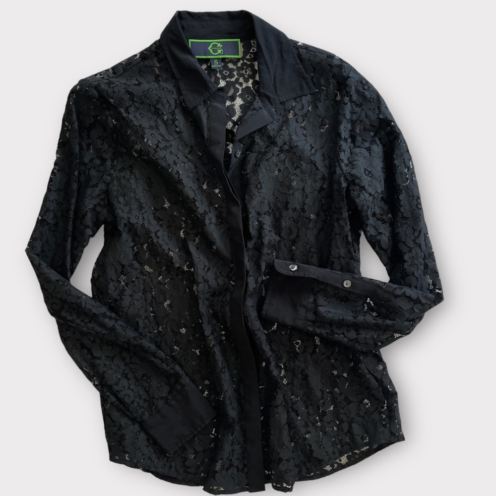 C by Christian Siriano Lace Button-up